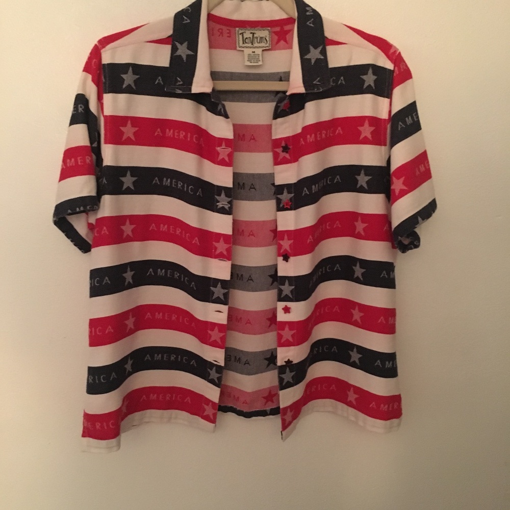 Tantrums Red White and Blue Striped  Star Buttons